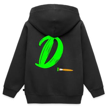 brush grün d - Kinder Premium Organic Zip Hoodie - Schwarz - Hinten - AI Model Kid Male (0cm)