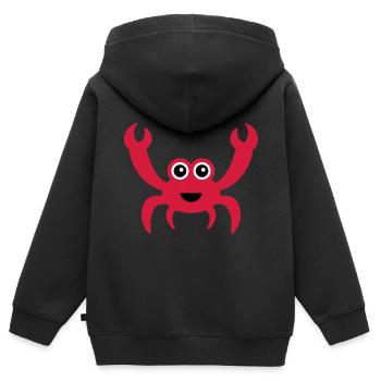 Fröhliche Krabbe mit Kulleraugen - Kinder Premium Organic Zip Hoodie - Schwarz - Hinten - AI Model Kid Male (0cm)