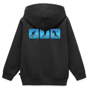 Floorball Unihockey Silhouetten Floorball Spieler - Kinder Premium Organic Zip Hoodie - Schwarz - Hinten - AI Model Kid Male (0cm)