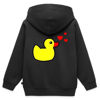 Quietscheente Gelb Valentinstag - Kinder Premium Organic Zip Hoodie - Schwarz - Hinten - AI Model Kid Male (0cm)