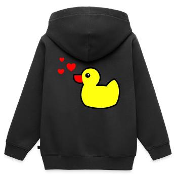 Quietscheente Gelb Valentinstag 2 - Kinder Premium Organic Zip Hoodie - Schwarz - Hinten - AI Model Kid Male (0cm)