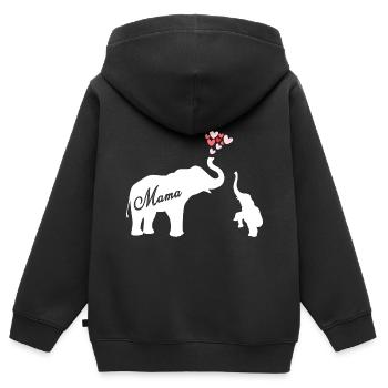 Mama Elephant Mama - Kids Premium Organic Zip-up Hoodie - black - Back - AI Model Kid Male (0cm)