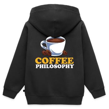 Philosophie Lehrer Poesie Wissenschaft Buch Kaffee - Kinder Premium Organic Zip Hoodie - Schwarz - Hinten - AI Model Kid Male (0cm)