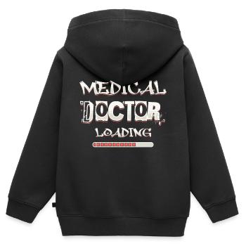 Arzt lädt lustige Phrase aus der medizinischen Fakultät - Kinder Premium Organic Zip Hoodie - Schwarz - Hinten - AI Model Kid Male (0cm)