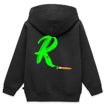 brush grün r - Kinder Premium Organic Zip Hoodie - Schwarz - Hinten - AI Model Kid Male (0cm)