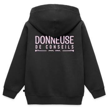 Donneuse de conseils. cadeau Conseiller. - Sweat Premium à capuche zippé enfant bio - noir - Dos - AI Model Kid Male (0cm)
