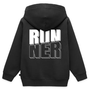 Läufer Jogger Joggen Laufen Lauf - Kinder Premium Organic Zip Hoodie - Schwarz - Hinten - AI Model Kid Male (0cm)