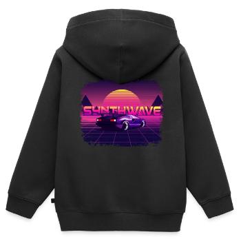80‘s Synthwave Car Design 🎹🚘 - Kinder Premium Organic Zip Hoodie - Schwarz - Hinten - AI Model Kid Male (0cm)