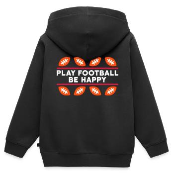 Play football, be happy (Spielbälle, Linien) - Kinder Premium Organic Zip Hoodie - Schwarz - Hinten - AI Model Kid Male (0cm)