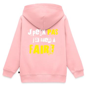 J'ai rien à Faire - Sweat Premium à capuche zippé enfant bio - rose - Dos - AI Model Kid Female (0cm)