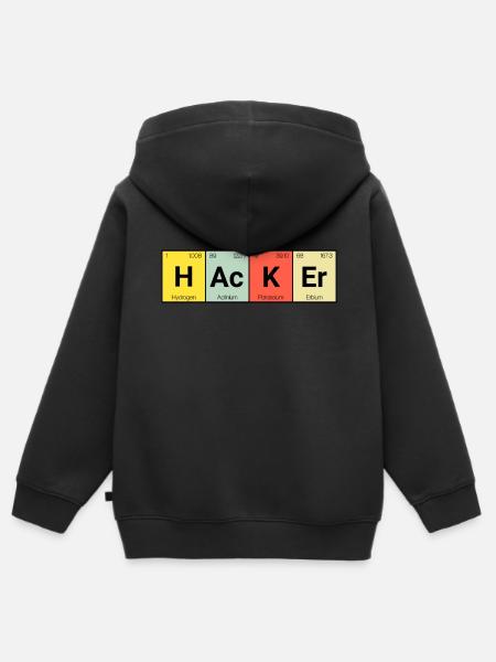 Hacker - Kinder Premium Organic Zip Hoodie - Schwarz