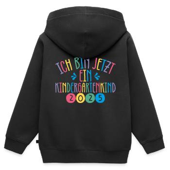 I'm now a kindergarten child 2025 - Kids Premium Organic Zip-up Hoodie - black - Back - AI Model Kid Male (0cm)