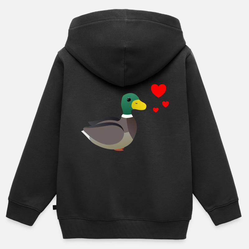 Canard Saint-Valentin - Sweat Premium à capuche zippé enfant bio - noir