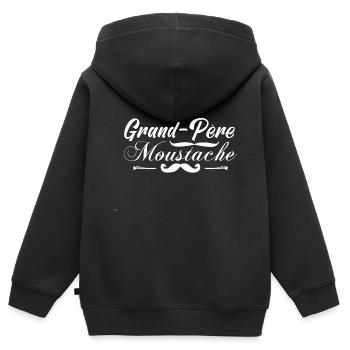 grand-père moustache, Idée cadeau d'élégance. - Sweat Premium à capuche zippé enfant bio - noir - Dos - AI Model Kid Male (0cm)