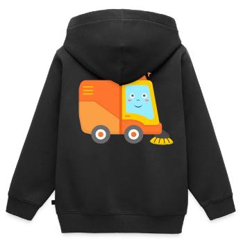 Balayeuse pour le nettoyage des rues - Sweat Premium à capuche zippé enfant bio - noir - Dos - AI Model Kid Male (0cm)
