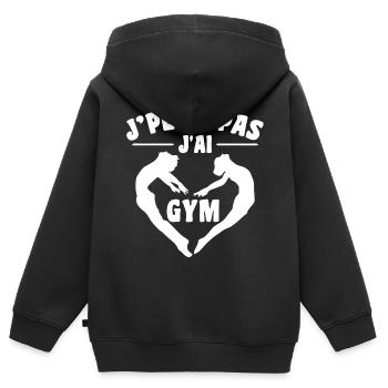 Ich kann kein Fitnessstudio | Gymnastik Geschenk | Fitnessstudio - Kinder Premium Organic Zip Hoodie - Schwarz - Hinten - AI Model Kid Male (0cm)