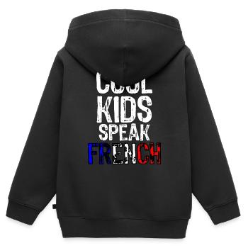 French language Cool Kids Speak French Gift France - Kids Premium Organic Zip-up Hoodie - black - Back - AI Model Kid Male (0cm)