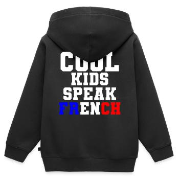 French language Cool Kids Speak French Gift France - Kids Premium Organic Zip-up Hoodie - black - Back - AI Model Kid Male (0cm)