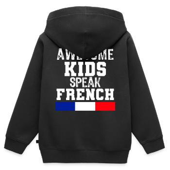 Awesome Kids Speak French language Gift for France - Kids Premium Organic Zip-up Hoodie - black - Back - AI Model Kid Male (0cm)