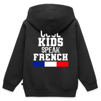 cool Kids Speak French language Gift for France - Kids Premium Organic Zip-up Hoodie - black - Back - AI Model Kid Male (0cm)
