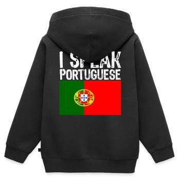 i speak PORTUGUESE funny gift for Brazil - Kids Premium Organic Zip-up Hoodie - black - Back - AI Model Kid Male (0cm)
