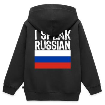 i speak RUSSIAN funny gift for Russia - Kids Premium Organic Zip-up Hoodie - black - Back - AI Model Kid Male (0cm)