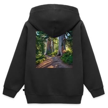 Wanderung Waldreise - Kinder Premium Organic Zip Hoodie - Schwarz - Hinten - AI Model Kid Male (0cm)