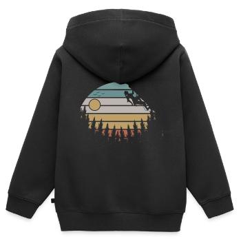Retro Climbing Girls Climber Bloc - Sweat Premium à capuche zippé enfant bio - noir - Dos - AI Model Kid Male (0cm)