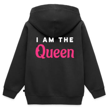 I am the Queen - Kinder Premium Organic Zip Hoodie - Schwarz - Hinten - AI Model Kid Male (0cm)