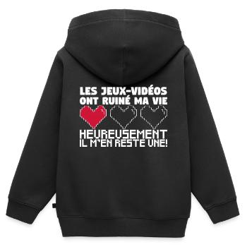 Les Jeux-Vidéos ont ruiné ma vie. - Sweat Premium à capuche zippé enfant bio - noir - Dos - AI Model Kid Male (0cm)