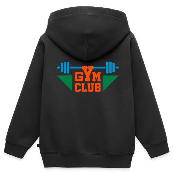 Gym club (Hantel, Dreiecke) - Kinder Premium Organic Zip Hoodie - Schwarz - Hinten - AI Model Kid Male (0cm)