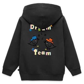 Dreamteam - Kinder Premium Organic Zip Hoodie - Schwarz - Hinten - AI Model Kid Male (0cm)