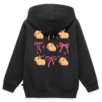 Süßes Capybara Rosa Schleife Capybara - Kinder Premium Organic Zip Hoodie - Schwarz - Hinten - AI Model Kid Male (0cm)
