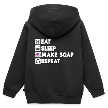 Eat Sleep Repeat Seife Hygiene Seifenherstellung - Kinder Premium Organic Zip Hoodie - Schwarz - Hinten - AI Model Kid Male (0cm)