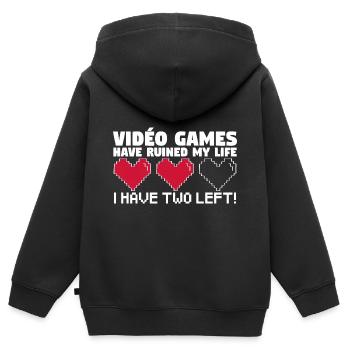 Les Jeux-Vidéos ont ruiné ma vie. - Sweat Premium à capuche zippé enfant bio - noir - Dos - AI Model Kid Male (0cm)