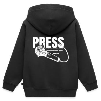 Presse Beruf Journalist Medien Reporter - Kinder Premium Organic Zip Hoodie - Schwarz - Hinten - AI Model Kid Male (0cm)