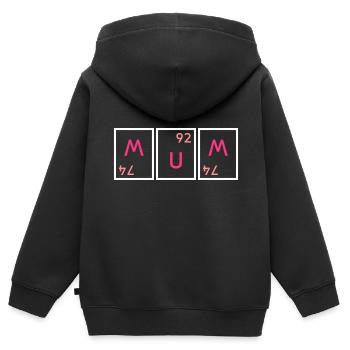 Mum (torsadé au tungstène, uranium, torsadé au tungstène) - Sweat Premium à capuche zippé enfant bio - noir - Dos - AI Model Kid Male (0cm)