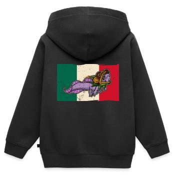 Quetzalcoatl Axolotl Mexique Divinité Aztèque - Sweat Premium à capuche zippé enfant bio - noir - Dos - AI Model Kid Male (0cm)