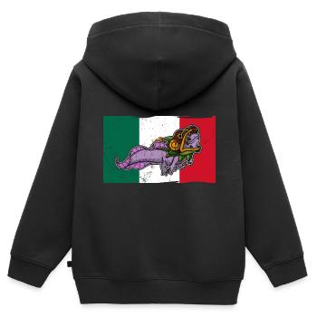 Quetzalcoatl Axolotl Mexique Divinité Aztèque - Sweat Premium à capuche zippé enfant bio - noir - Dos - AI Model Kid Male (0cm)