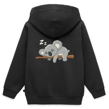 Koala Koala Koala Ours Koala Animal - Sweat Premium à capuche zippé enfant bio - noir - Dos - AI Model Kid Male (0cm)