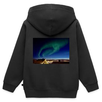 Aurora City Erstaunliche Nordlichter Aurora City A - Kinder Premium Organic Zip Hoodie - Schwarz - Hinten - AI Model Kid Male (0cm)