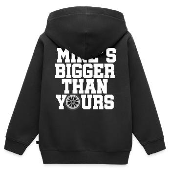 Meiner ist größer als deiner Geschenk Auto Motor - Kinder Premium Organic Zip Hoodie - Schwarz - Hinten - AI Model Kid Male (0cm)