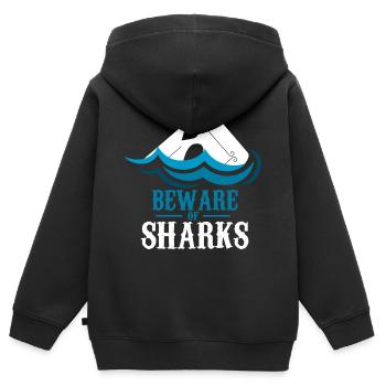 Achtung Haie Poker Stark Geschenk - Kinder Premium Organic Zip Hoodie - Schwarz - Hinten - AI Model Kid Male (0cm)