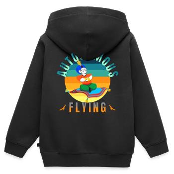 autonomes fliegen keine neue technologie teppich - Kinder Premium Organic Zip Hoodie - Schwarz - Hinten - AI Model Kid Male (0cm)