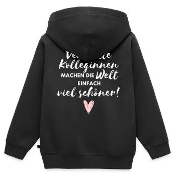 Verrückte Kolleginnen machen die Welt viel schöner - Kinder Premium Organic Zip Hoodie - Schwarz - Hinten - AI Model Kid Male (0cm)