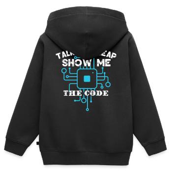 Codage Codeur amusant - Sweat Premium à capuche zippé enfant bio - noir - Dos - AI Model Kid Male (0cm)