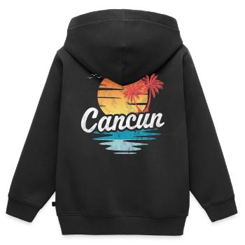 Cancun - Kinder Premium Organic Zip Hoodie - Schwarz - Hinten - AI Model Kid Male (0cm)