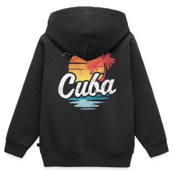 Kuba - Kinder Premium Organic Zip Hoodie - Schwarz - Hinten - AI Model Kid Male (0cm)