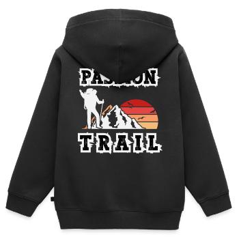 passion trail - Sweat Premium à capuche zippé enfant bio - noir - Dos - AI Model Kid Male (0cm)