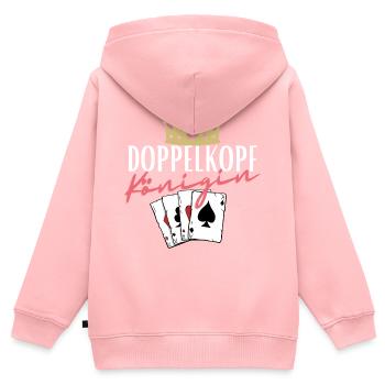Doppelkopf Königin - Kinder Premium Organic Zip Hoodie - Rosa - Hinten - AI Model Kid Female (0cm)